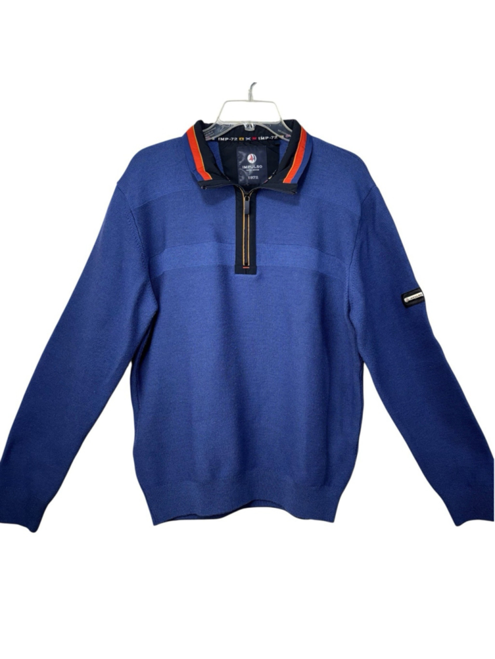 Impulso Italian Heritage 1972 Men's 1/4 Zip Sweater XL Blue Nautical Yachting